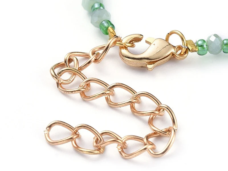 Bracelet à perles de verre - vert irisé