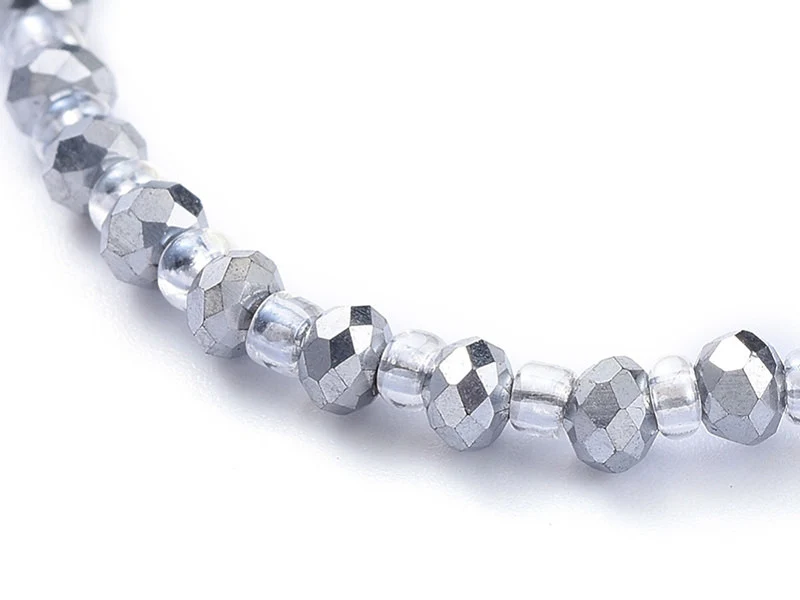 Bracelet à perles de verre - bleu irisé