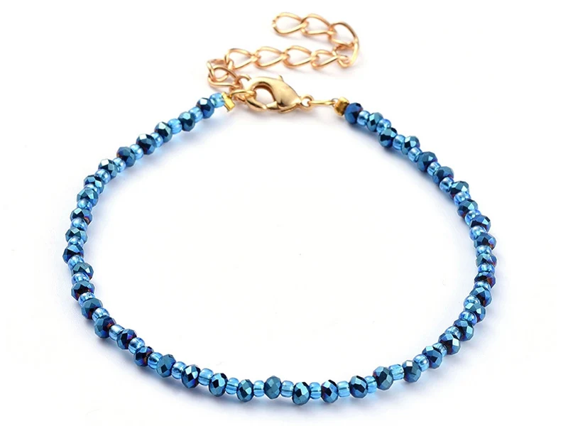 Bracelet à perles de verre - bleu irisé
