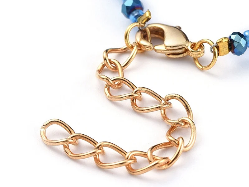Bracelet à perles de verre - bleu irisé