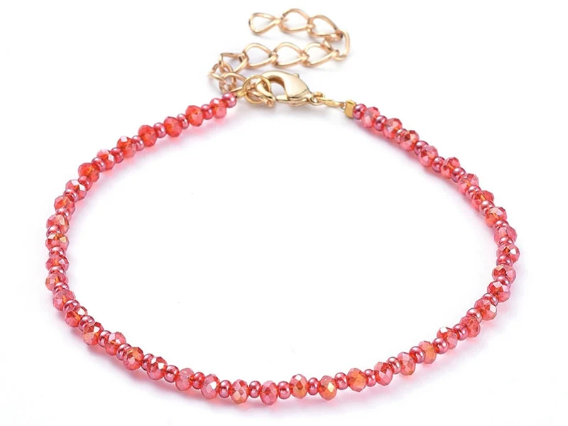 Bracelet à perles de verre - rouge irisé