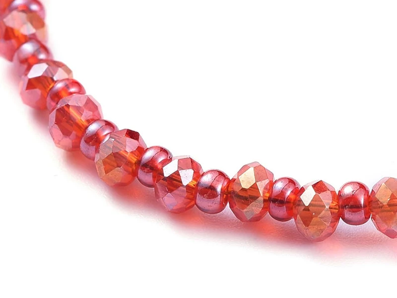 Bracelet à perles de verre - rouge irisé