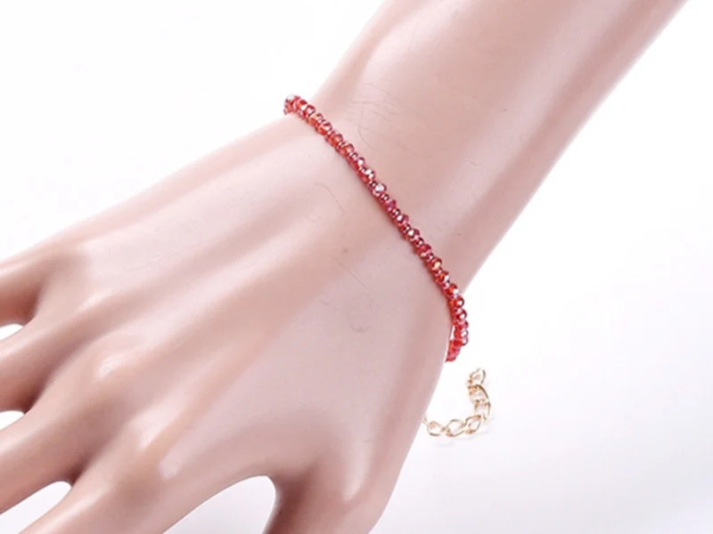 Bracelet à perles de verre - rouge irisé
