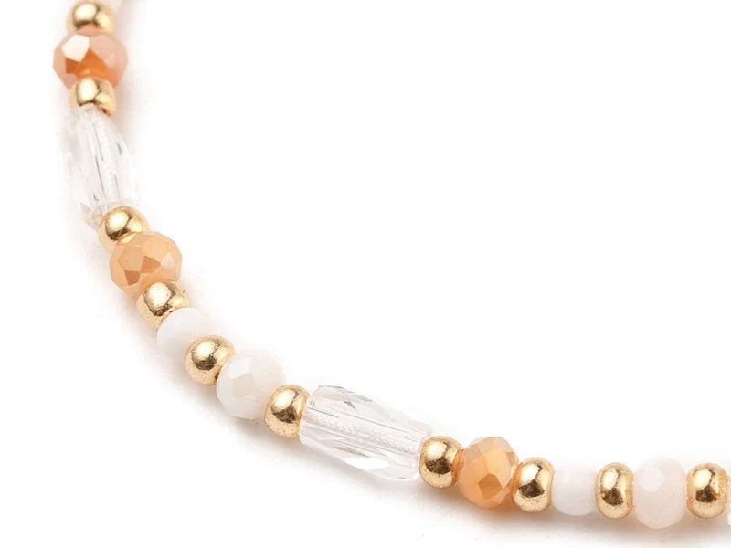 Bracelet fin en perles de verre - rose - taille ajustable
