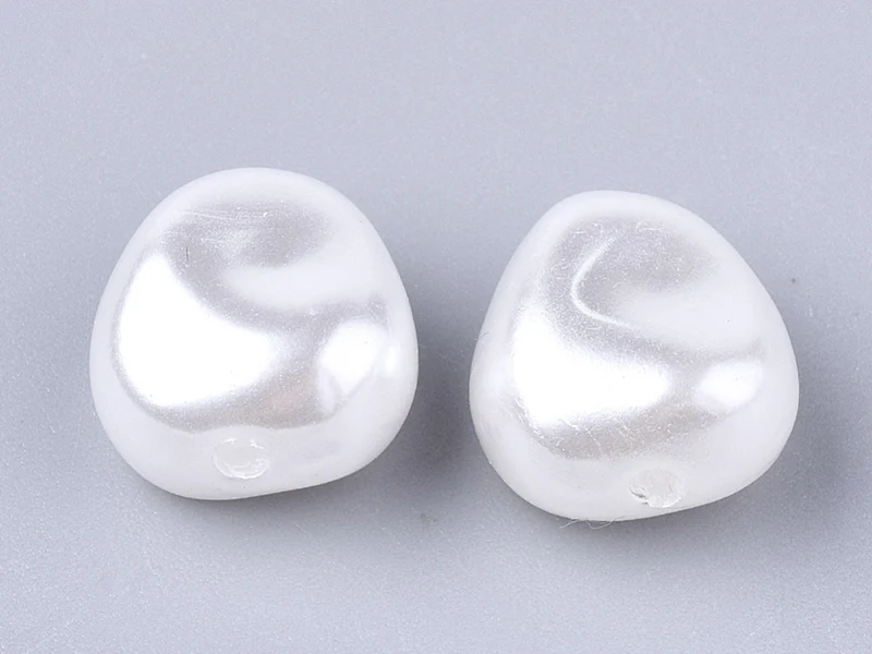 20 perles en plastique imitation perles de culture - forme irrégulière - 10 x 11 mm