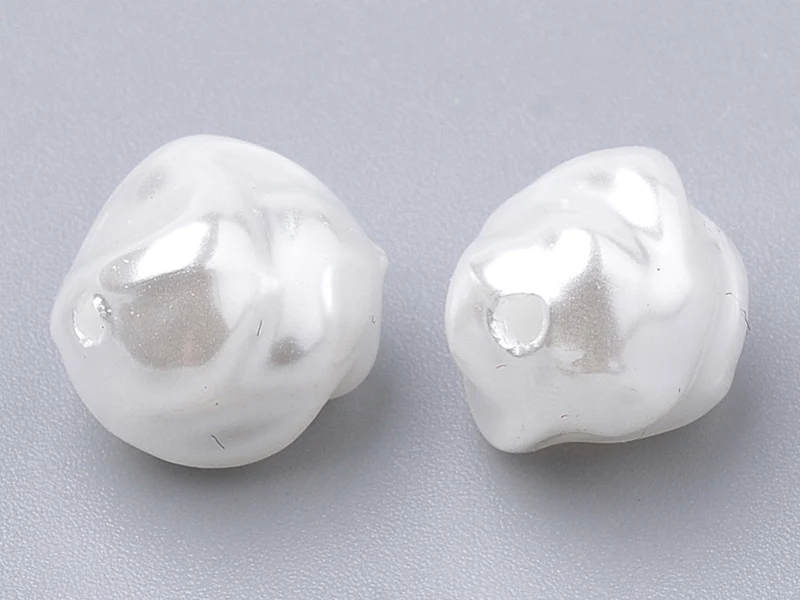 20 perles en plastique imitation perles de culture - forme irrégulière - 10 x 8,5 mm