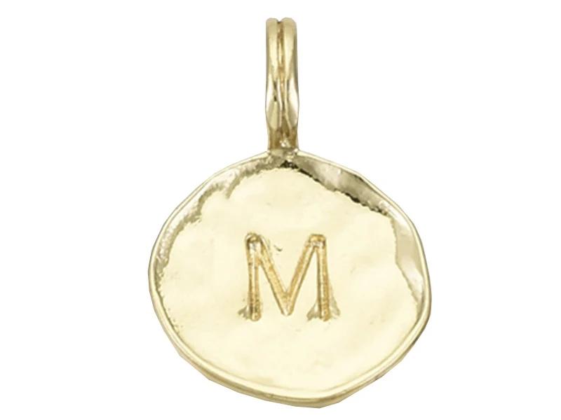Breloque ronde dorée à l'or fin 18K – M