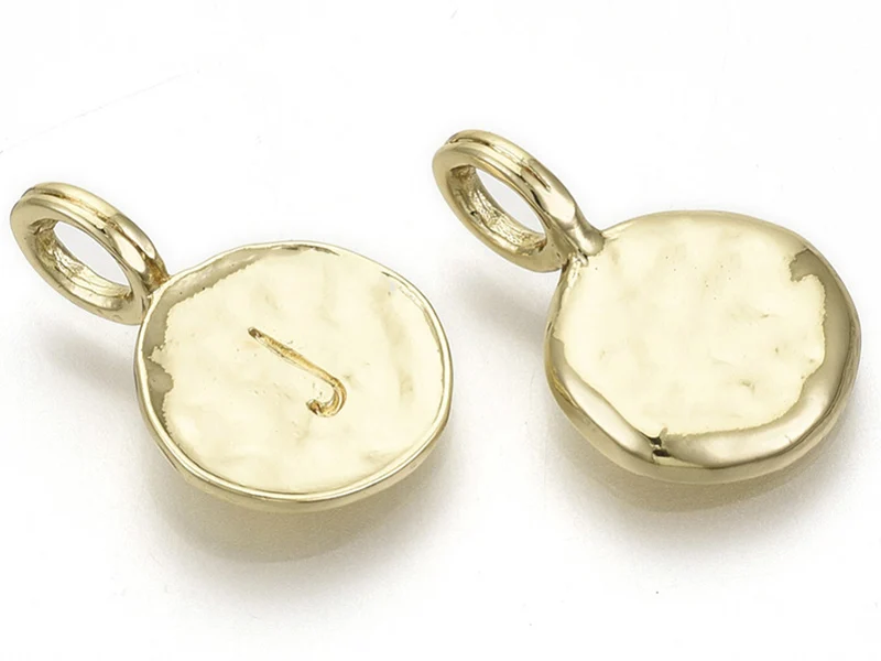 Breloque ronde dorée à l'or fin 18K – J