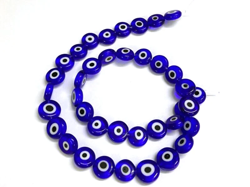 20 perles rondes en verre - œil porte bonheur - bleu roi - 6 mm