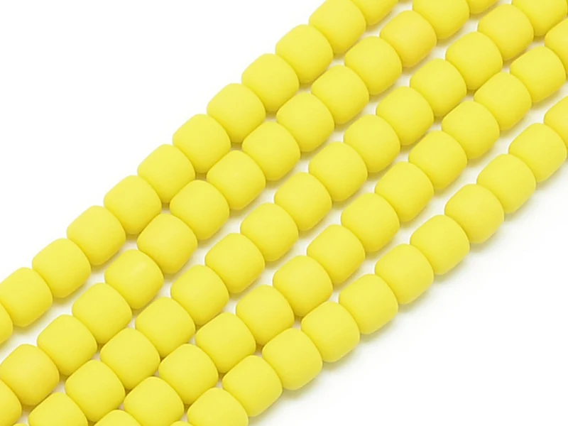 Boite de perles tubes Heishi 6 mm - jaune citron