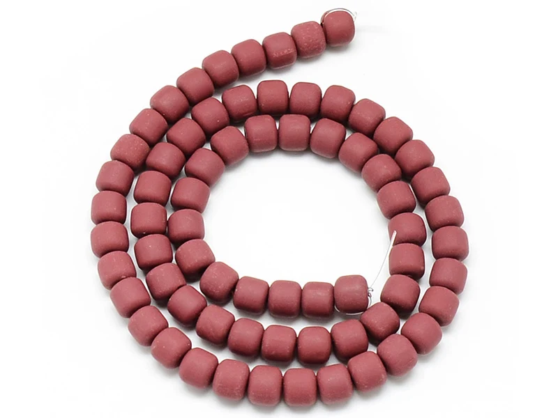 Boite de perles tubes Heishi 6 mm - rouge brique