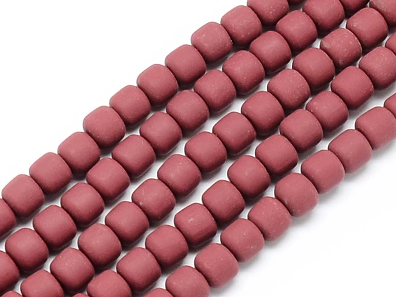 Boite de perles tubes Heishi 6 mm - rouge brique