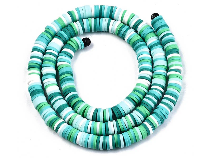Boite de perles rondelles heishi 6 mm - assortiment vert