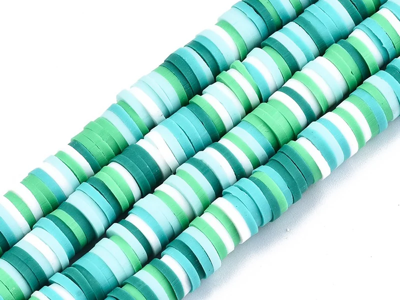 Boite de perles rondelles heishi 6 mm - assortiment vert