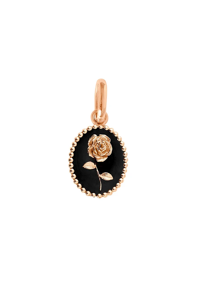Pendentif Rose Or Rose Résine Noir