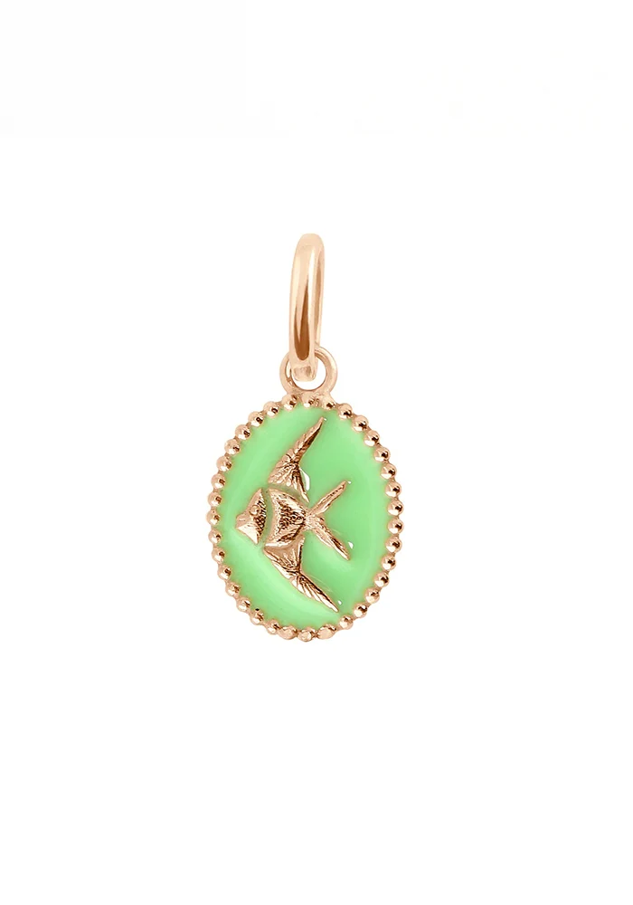 Pendentif Poisson Ange Or Rose Résine Anis