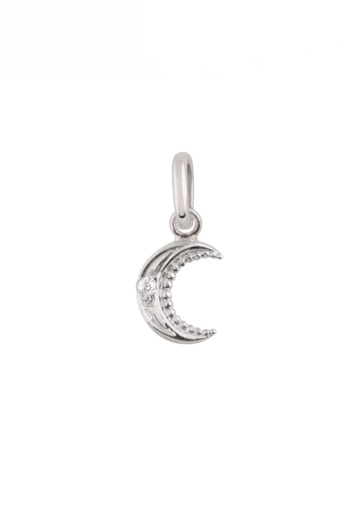 Pendentif Petite Lune Or Blanc Diamants