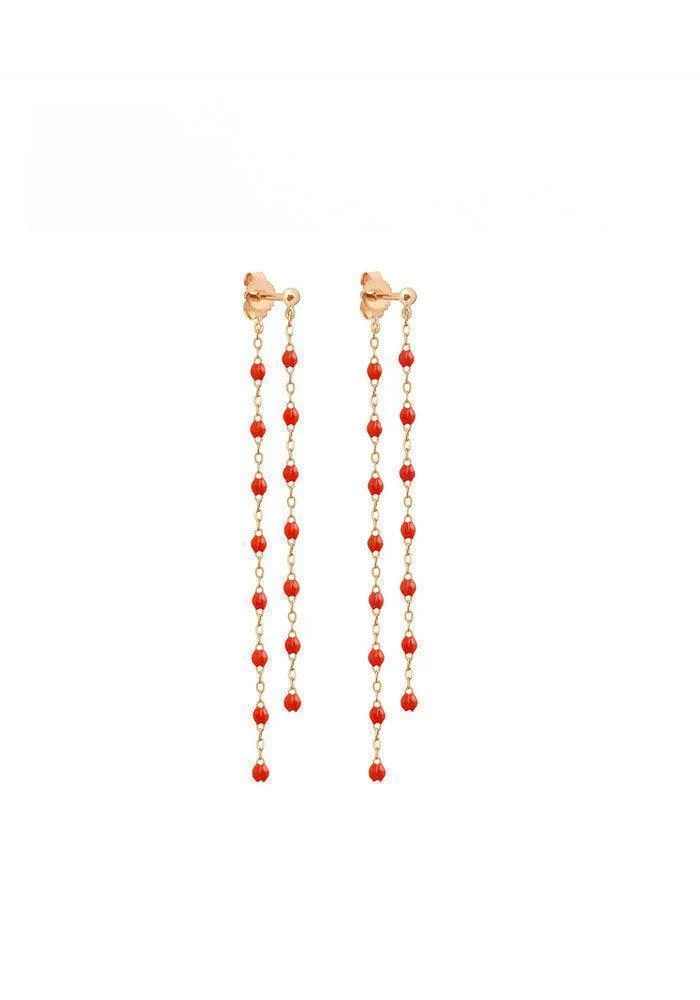 Boucles D'Oreilles Dansantes Classique Gigi Or Rose Résines Corail