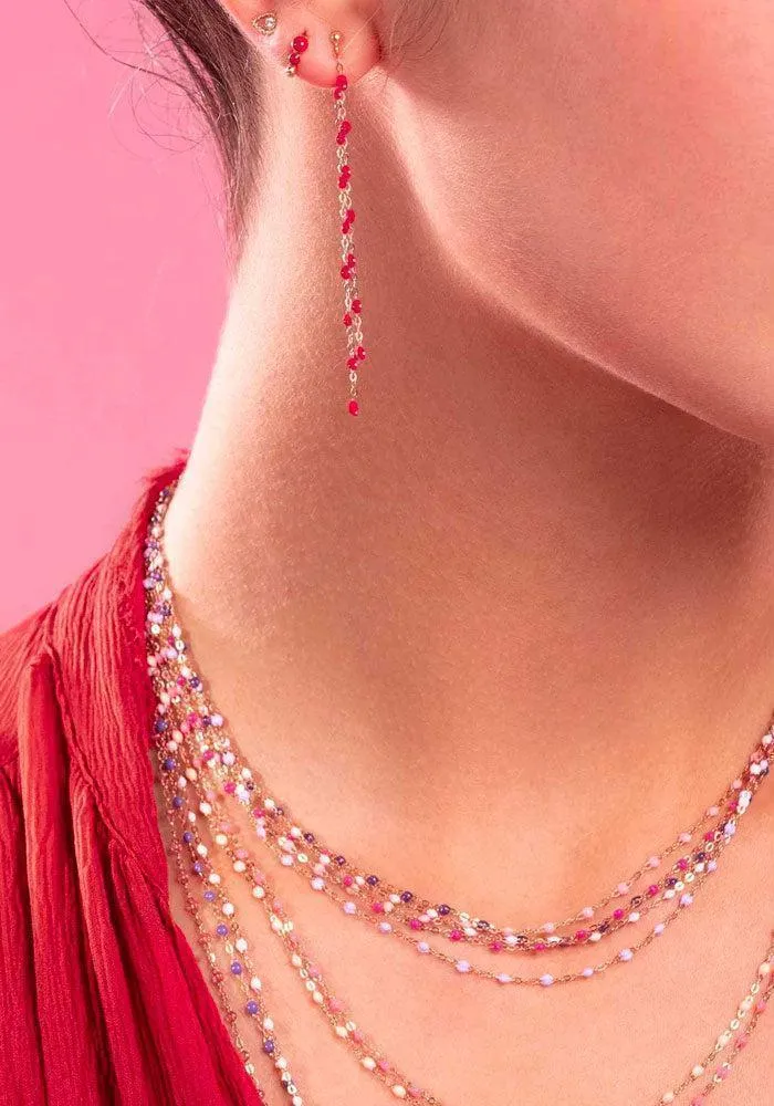 Boucles D'Oreilles Dansantes Classique Gigi Or Rose Résines Corail