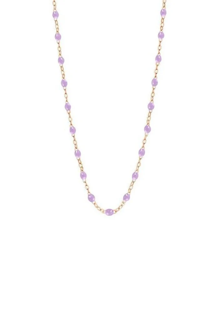 Collier Classique Gigi Or Rose Et Résines Parme 42cm