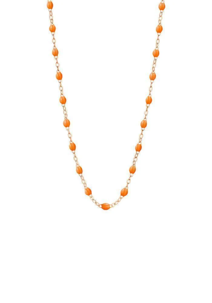 Collier Classique Gigi Or Rose Et Résines Mandarine 42cm