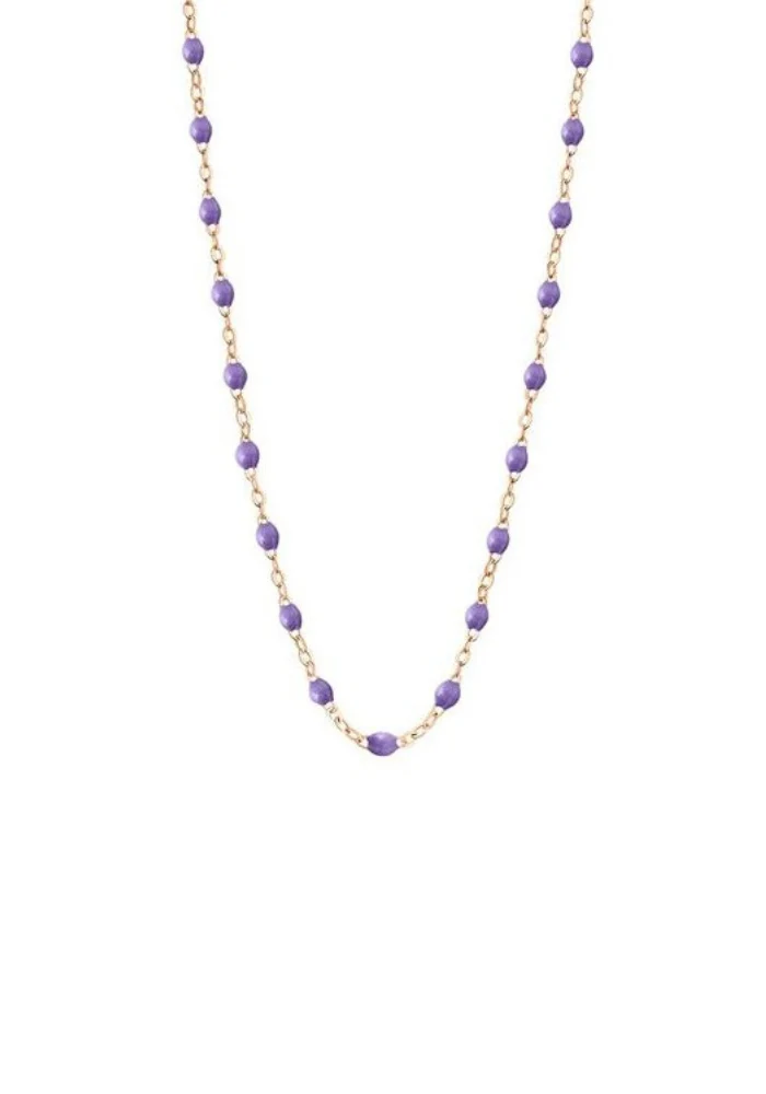 Collier Classique Gigi Or Rose Et Résine Mauve 42cm