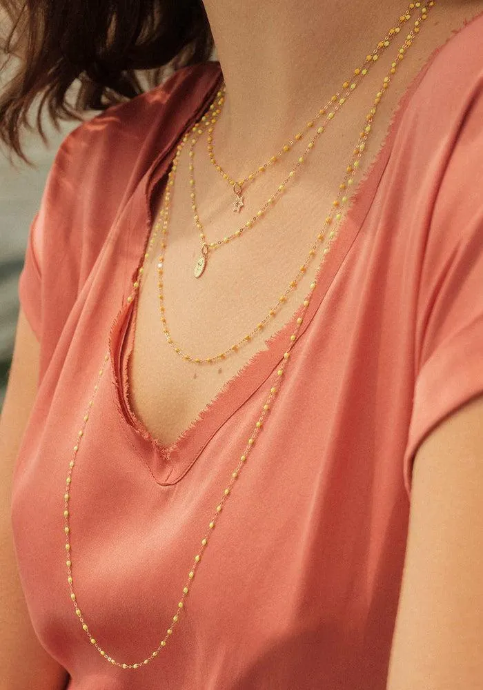 Collier Classique Gigi Or Jaune Et Résines Citron 42cm