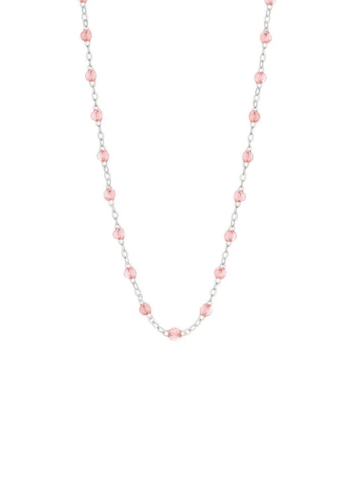 Collier Classique Gigi Or Blanc Et Résines Rosée 42 cm