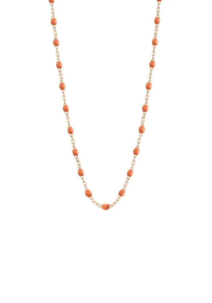 Collier Classique Gigi Or Rose Et Résines Feu 42cm