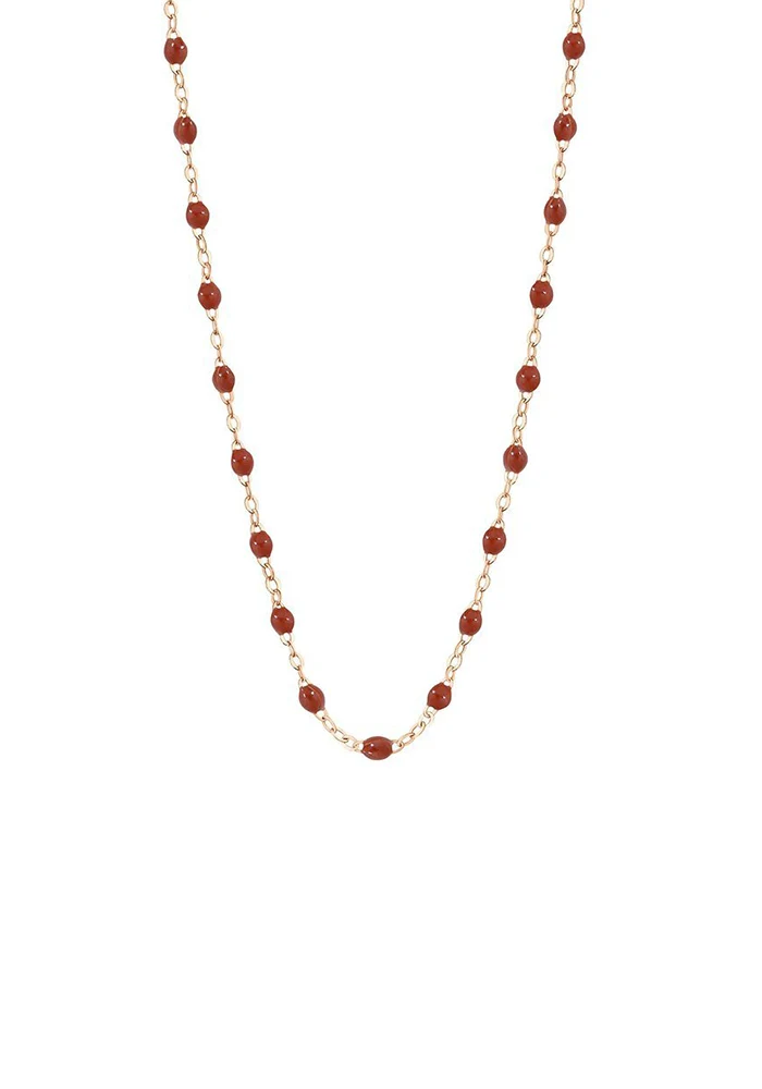 Collier Classique Gigi Or Rose Et Résines Rouille 42cm