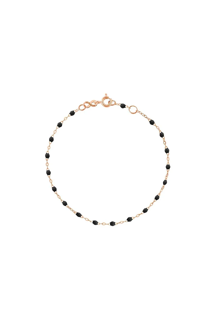 Bracelet Enfant Classique Gigi Or Rose Et Résines Noir 13cm