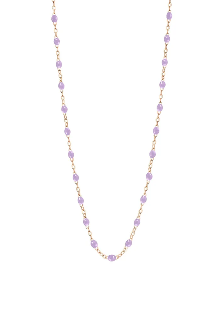 Collier Classique Gigi Or Rose Et Résines Parme 50cm
