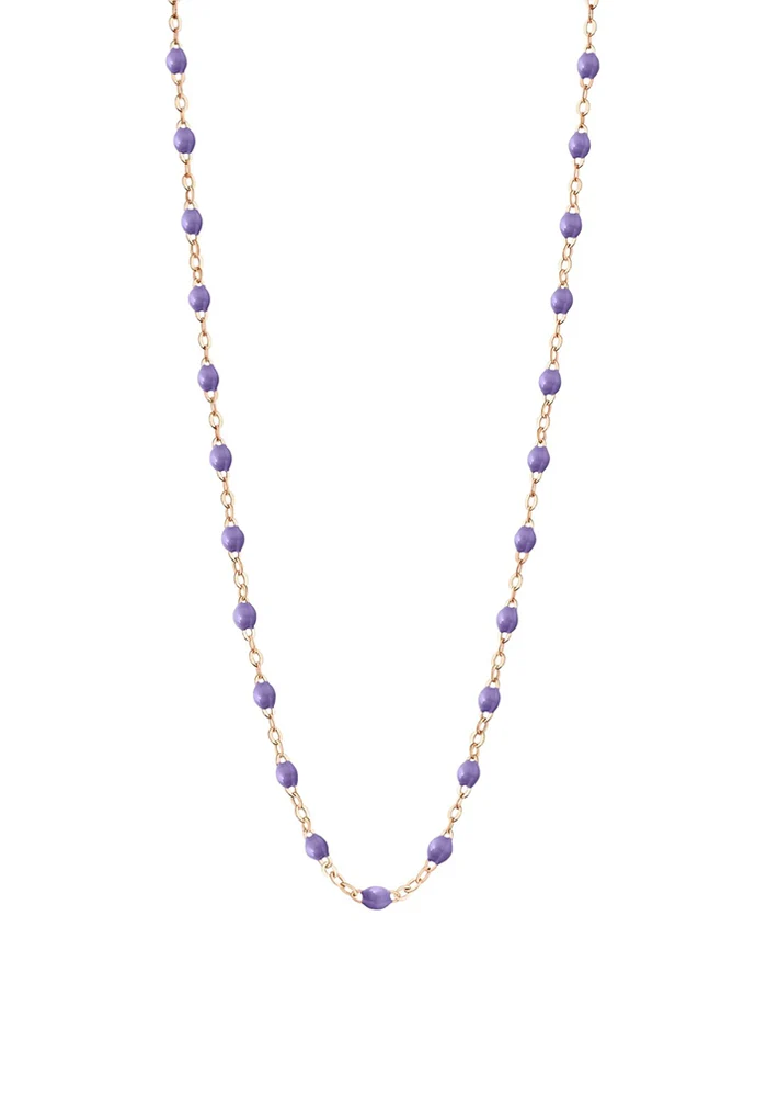 Collier Classique Gigi Or Rose Et Résines Mauve 50cm