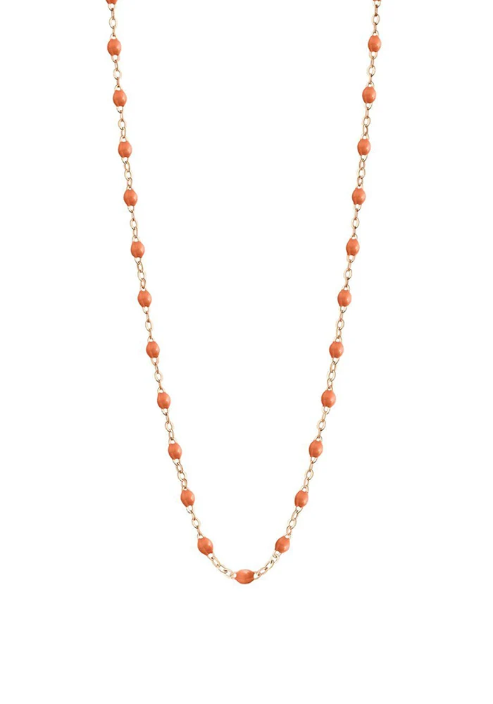 Collier Classique Gigi Or Rose Et Résines Feu 50cm