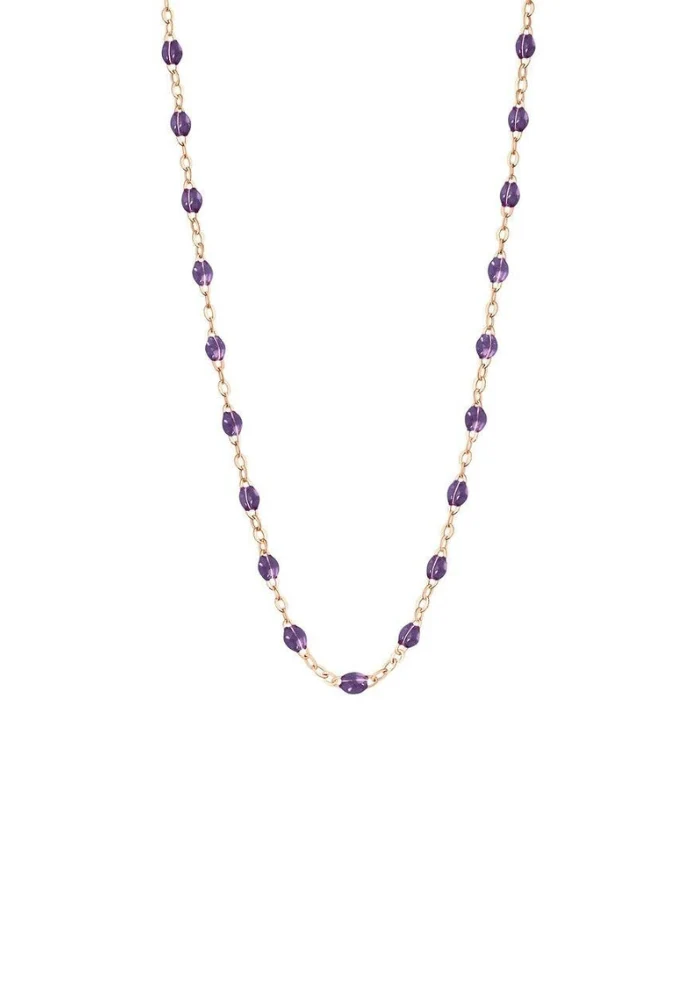 Collier Classique Gigi Or Rose Et Résines Violet 42cm