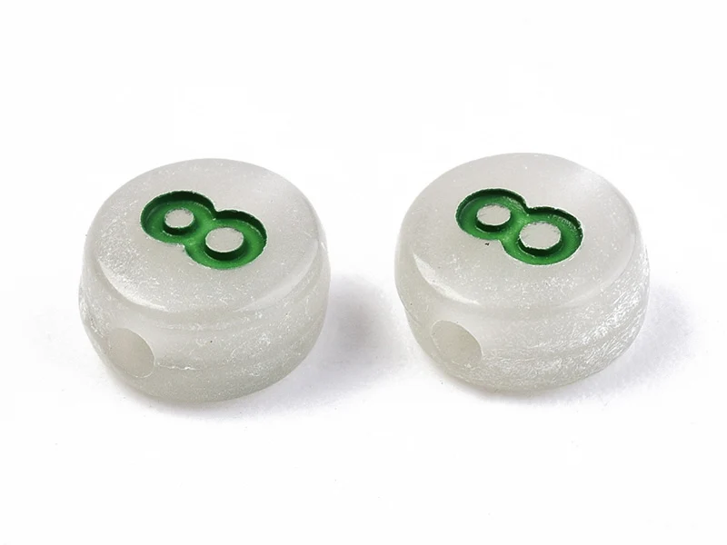200 perles rondes en plastique - chiffres et numéros - phosphorescent et multicolore - 7 mm