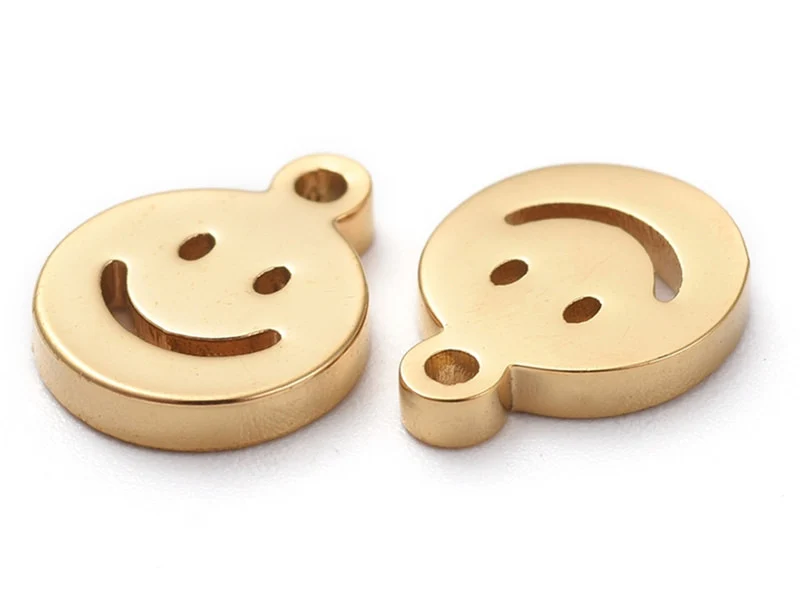 Pendentif en acier inoxydable 304 doré - pendentif sourire - 8x6mm
