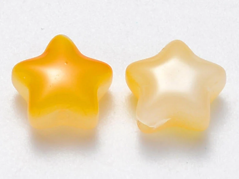 20 perles en verre - étoiles jaunes - 8 mm
