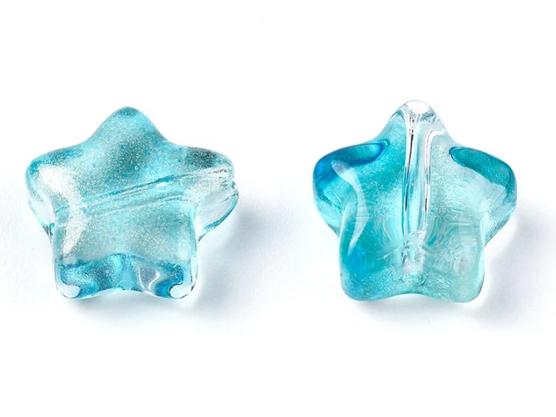 20 perles en verre - étoile couleur variées - 8 mm