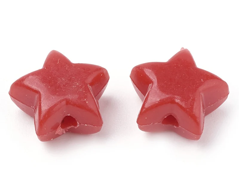 50 perles en plastique - étoiles couleur vive - 12 mm