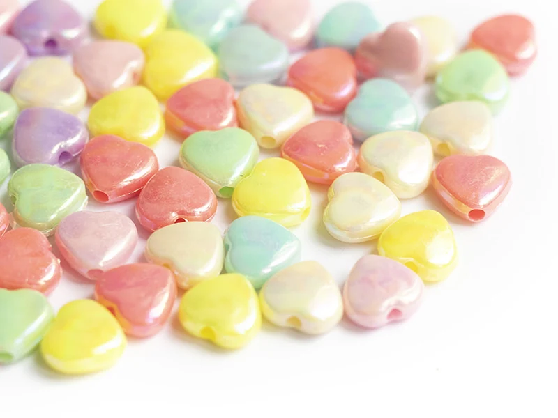 50 perles cœurs nacrés - 12 mm