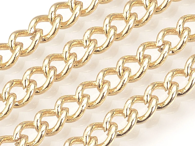 Chaine gourmette 5 x 4 mm - doré à l'or fin 18 K x 20 cm