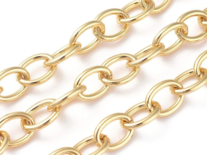 Chaîne jaseron ovale 11 x 8 mm - doré à l'or fin 18 K x 20 cm