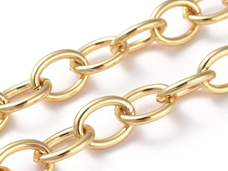 Chaîne jaseron ovale 11 x 8 mm - doré à l'or fin 18 K x 20 cm