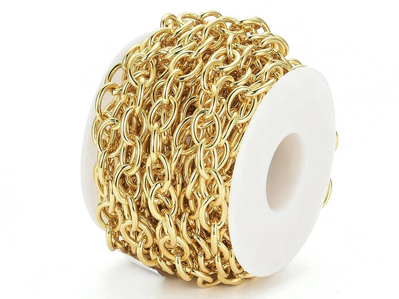 Chaîne jaseron ovale 11 x 8 mm - doré à l'or fin 18 K x 20 cm
