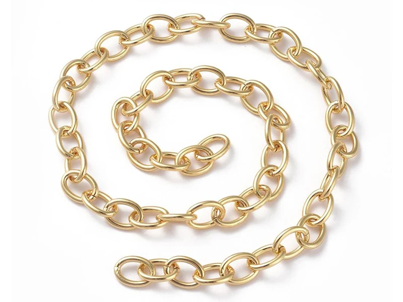 Chaîne jaseron ovale 11 x 8 mm - doré à l'or fin 18 K x 20 cm