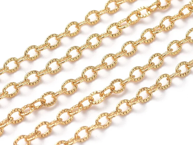 Chaîne ovale texturée 2,5 x 3,5 mm - doré à l'or fin 18 K x 20 cm