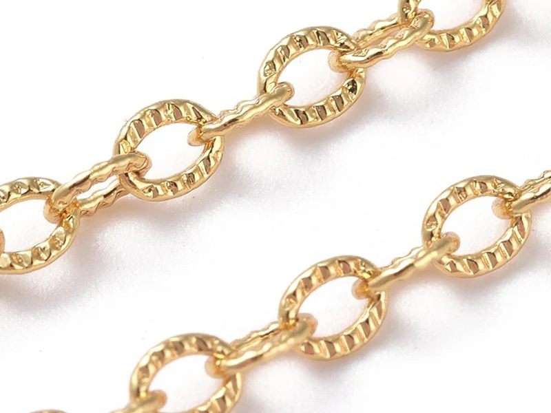 Chaîne ovale texturée 2,5 x 3,5 mm - doré à l'or fin 18 K x 20 cm
