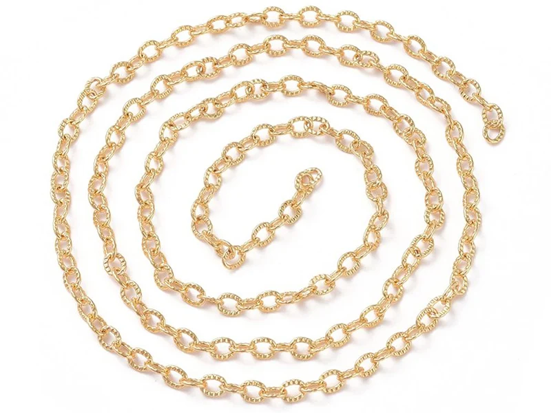 Chaîne ovale texturée 2,5 x 3,5 mm - doré à l'or fin 18 K x 20 cm