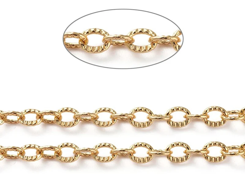 Chaîne ovale texturée 2,5 x 3,5 mm - doré à l'or fin 18 K x 20 cm
